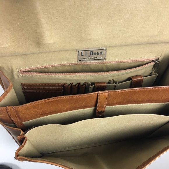 l.l.bean vintage briefcase tan leather messenger - Picture 2 of 10